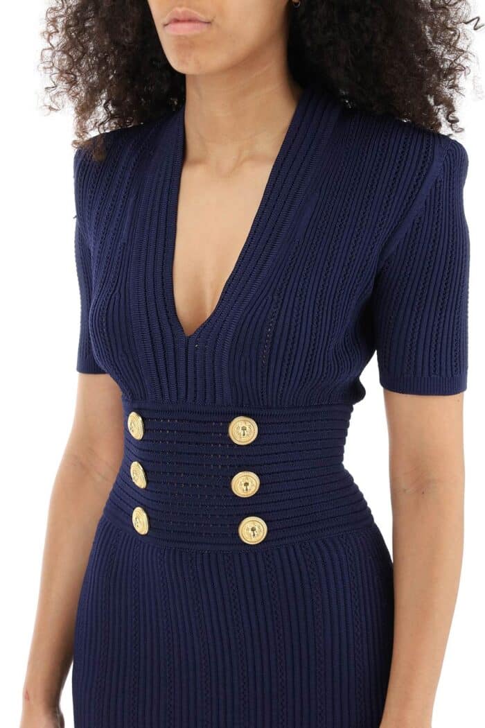 Balmain Knit Minidress With Embossed Buttons