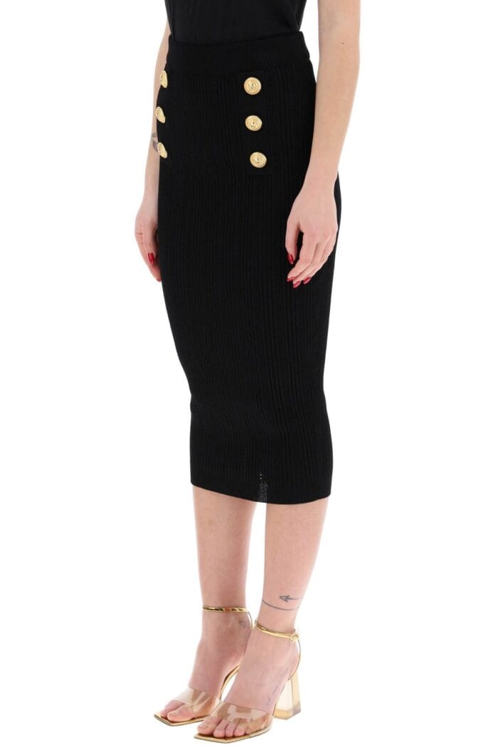 BALMAIN "knitted Midi Skirt With Embossed