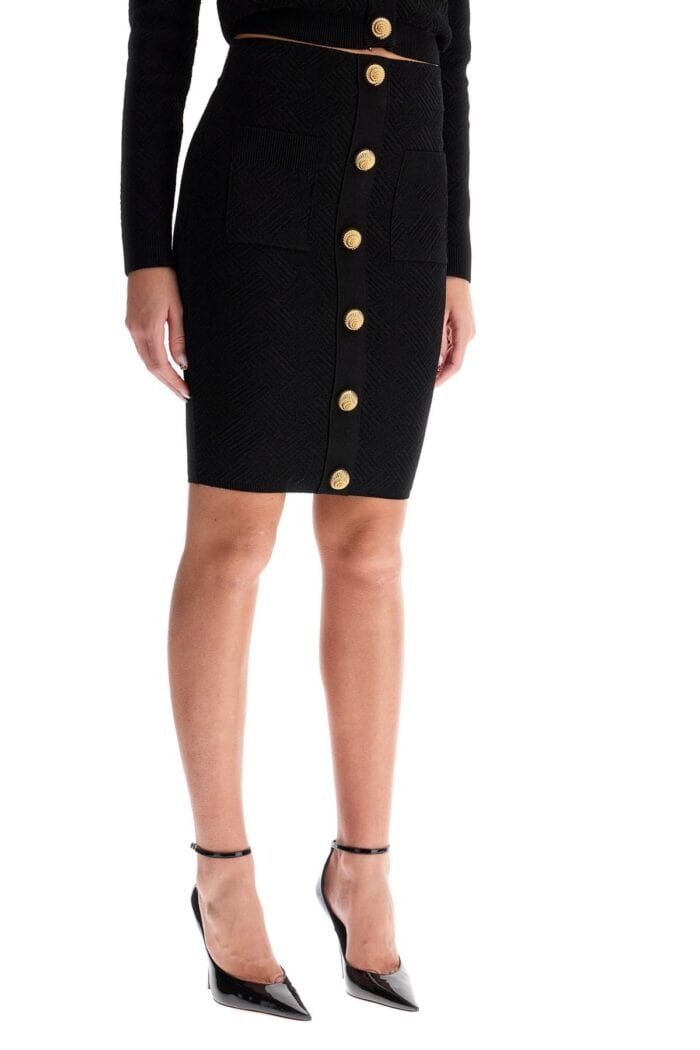 BALMAIN "knitted Midi Skirt With Embossed