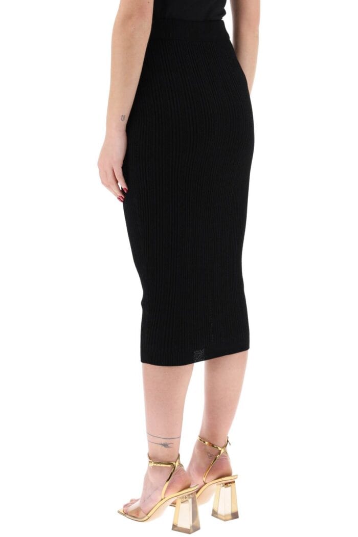 BALMAIN "knitted Midi Skirt With Embossed