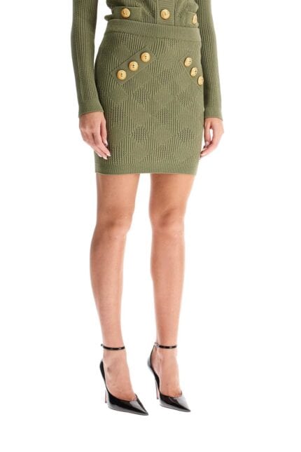 BALMAIN Knitted Mini Skirt With Embossed Buttons