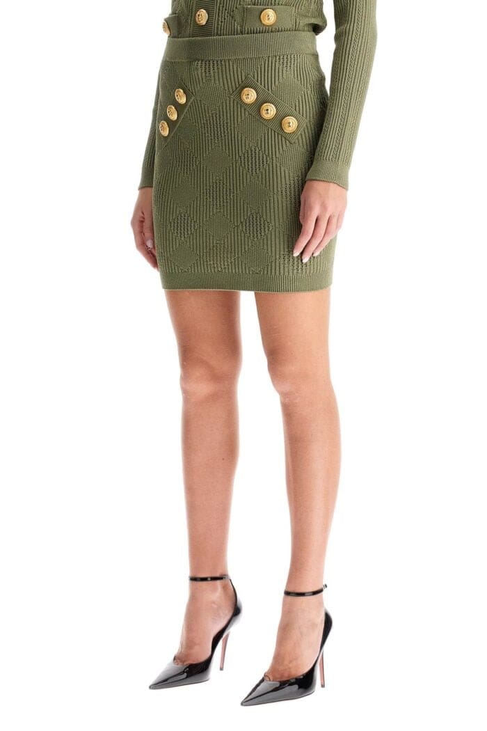 BALMAIN Knitted Mini Skirt With Embossed Buttons