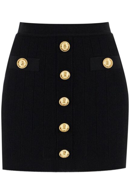 BALMAIN Knitted Mini Skirt With Embossed Buttons