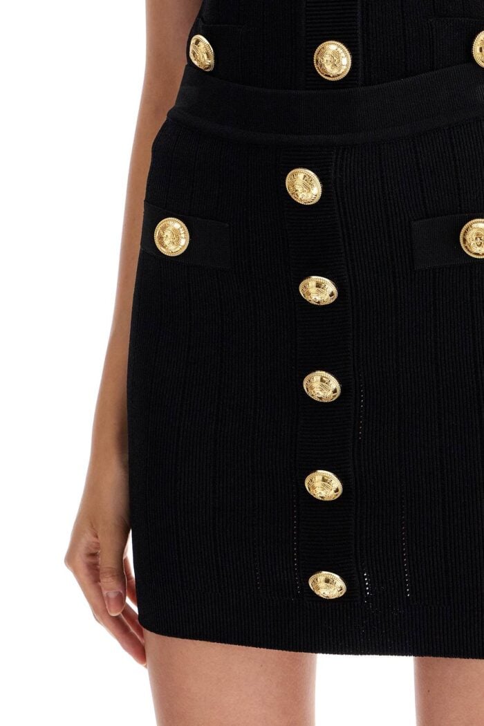 BALMAIN Knitted Mini Skirt With Embossed Buttons