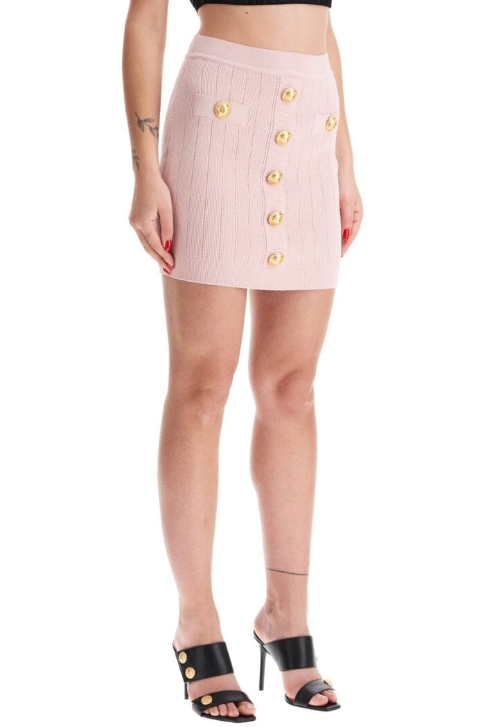 BALMAIN Knitted Mini Skirt With Embossed Buttons