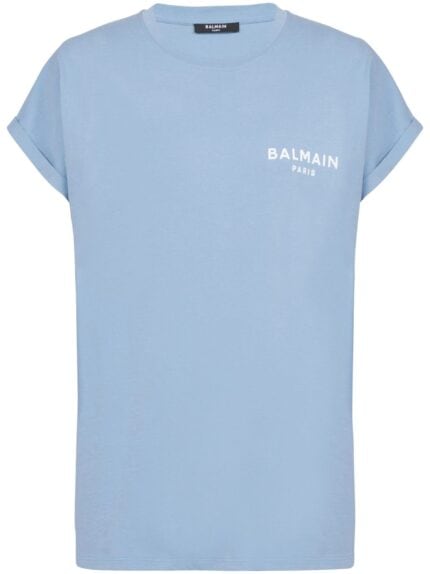 BALMAIN Logo-flocked Cotton T-shirt