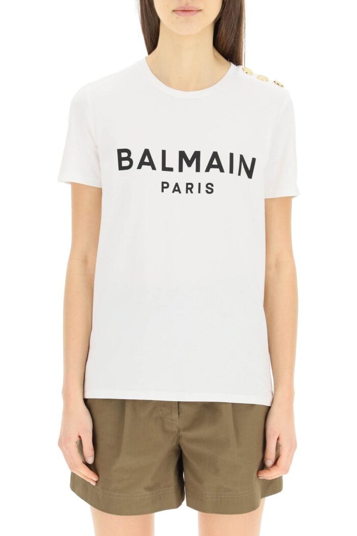 BALMAIN Logo T-shirt With Buttons