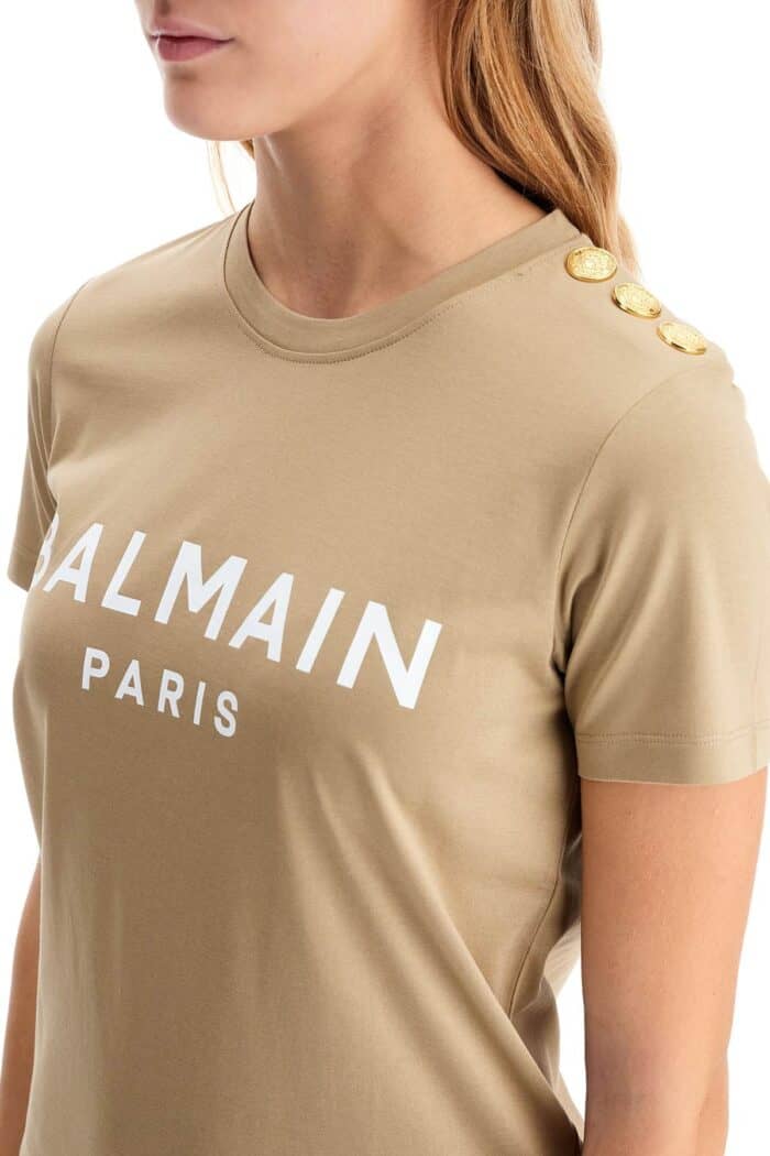 BALMAIN Logo T-shirt With Buttons