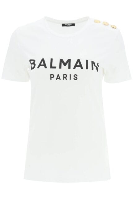 BALMAIN Logo T-shirt With Buttons