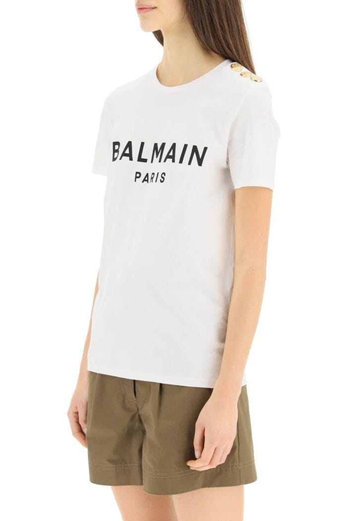 BALMAIN Logo T-shirt With Buttons