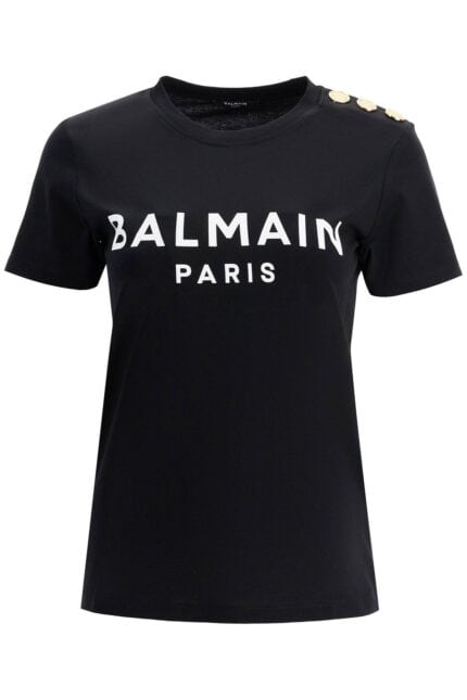 BALMAIN Logo T-shirt With Buttons