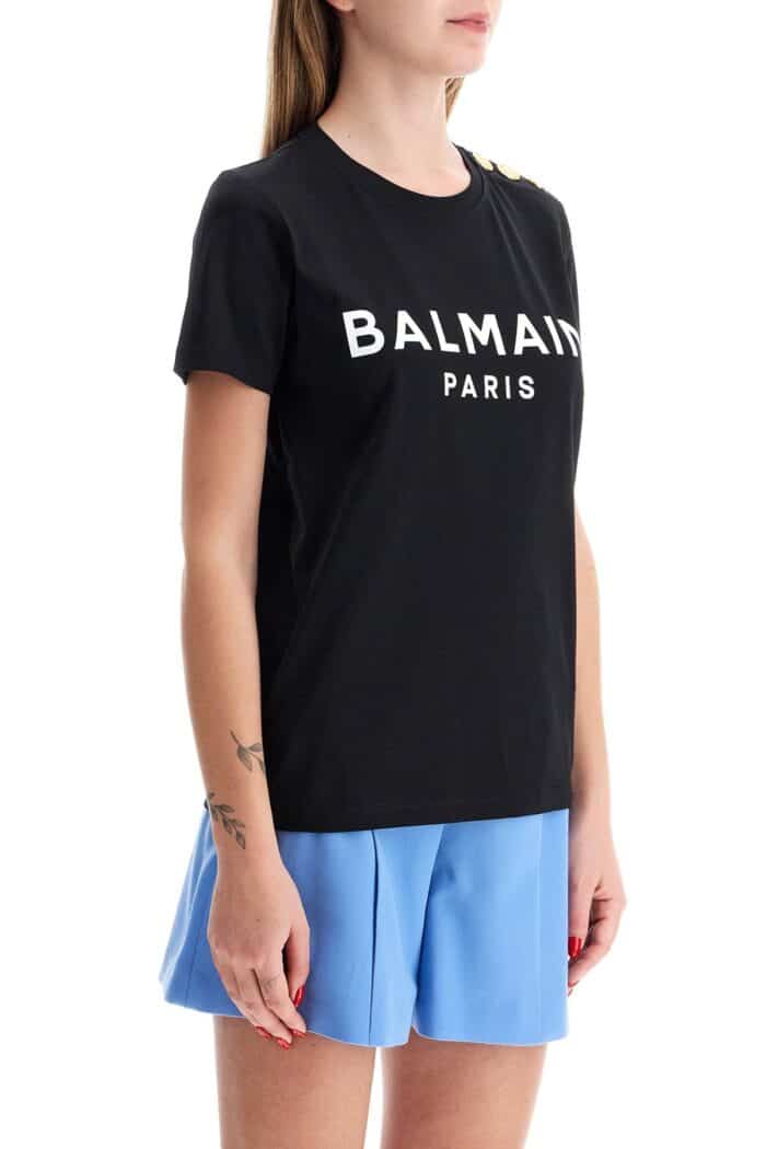 BALMAIN Logo T-shirt With Buttons