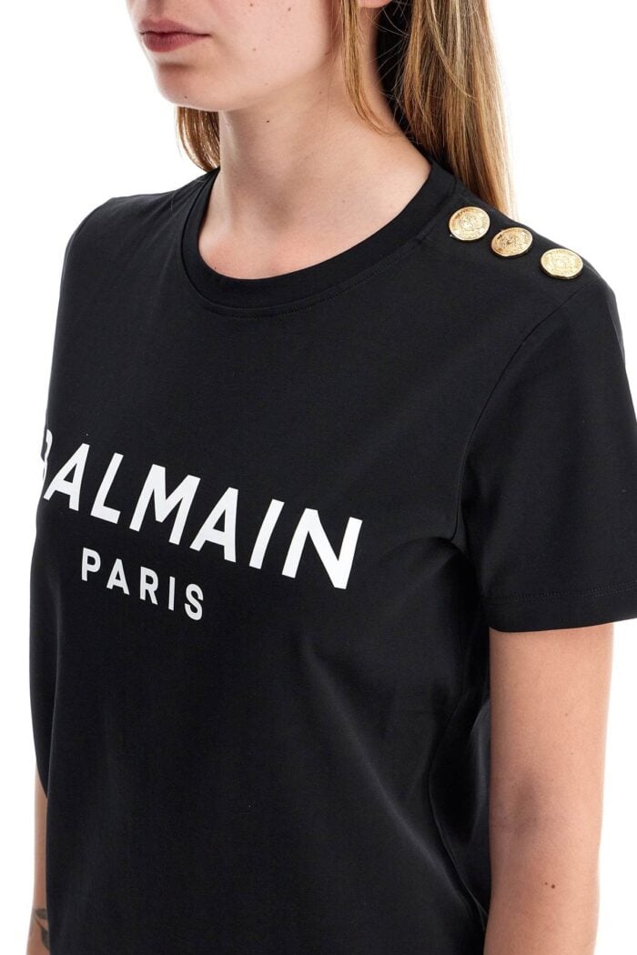 BALMAIN Logo T-shirt With Buttons