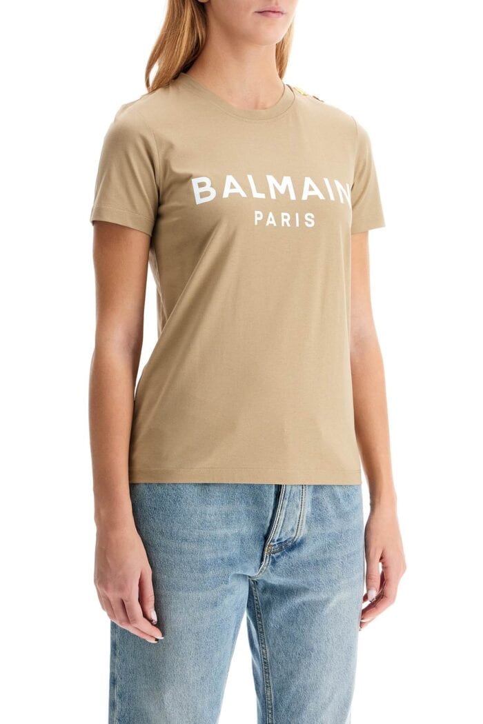 BALMAIN Logo T-shirt With Buttons