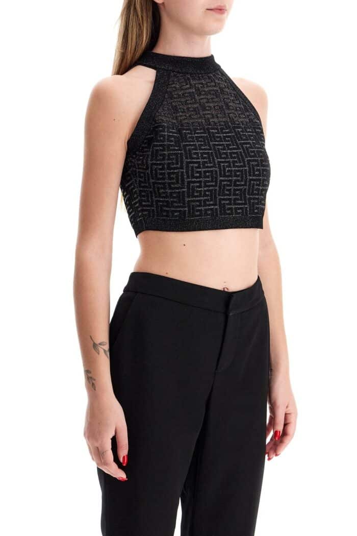 BALMAIN Lurex Crop Top