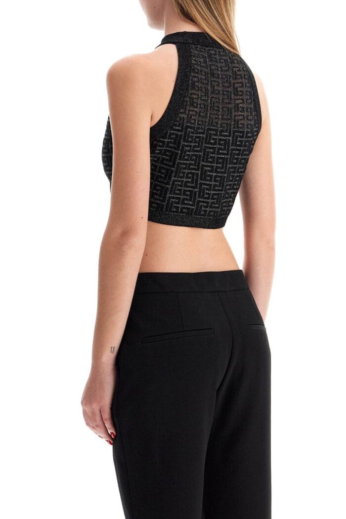 BALMAIN Lurex Crop Top