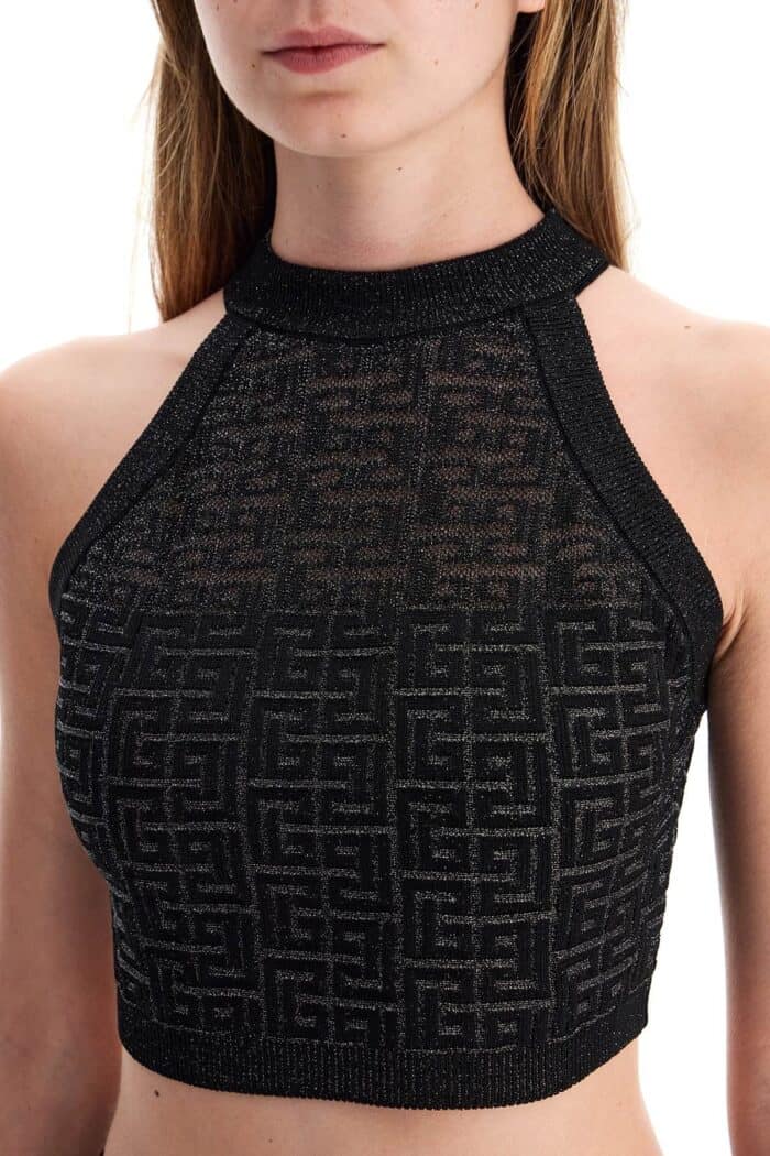 BALMAIN Lurex Crop Top