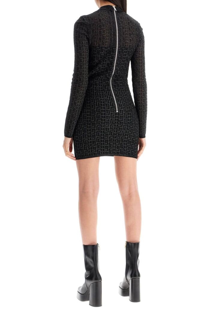 BALMAIN Lurex Monogram Knit Mini