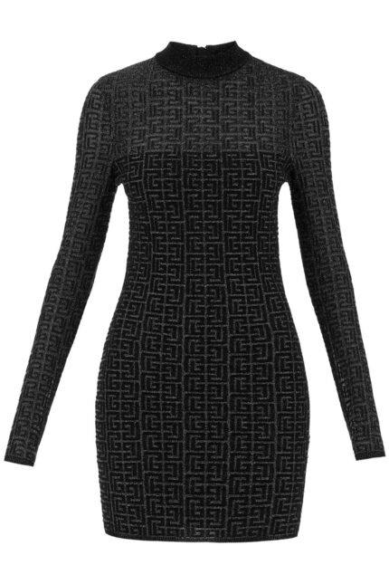 BALMAIN Lurex Monogram Knit Mini