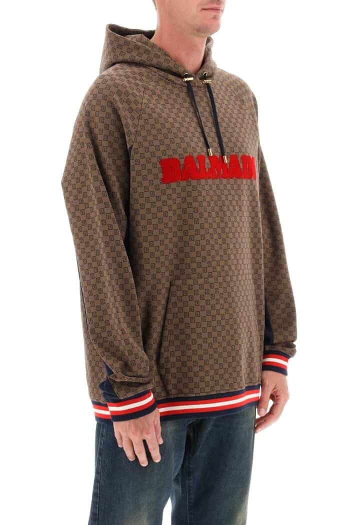 Balmain Mini Monogram Jacquard Hoodie