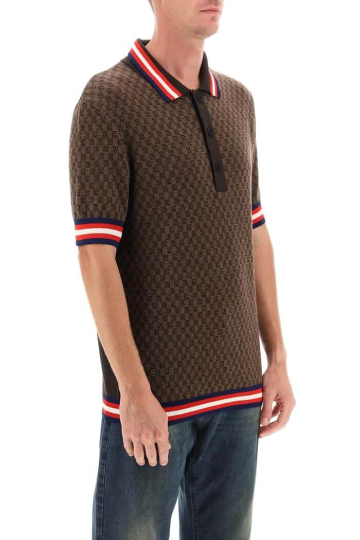 Balmain Mini Monogram Jacquard Polo Shirt