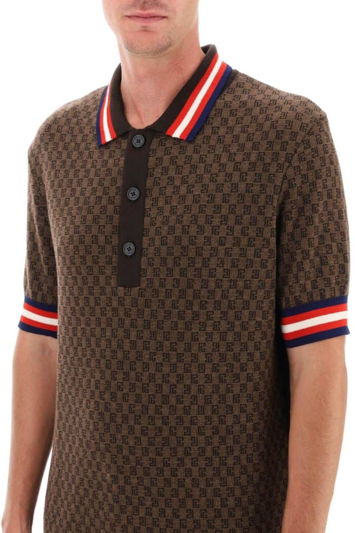 Balmain Mini Monogram Jacquard Polo Shirt