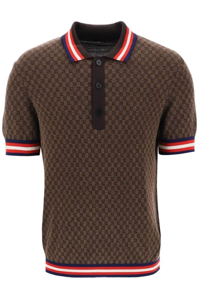 Balmain Mini Monogram Jacquard Polo Shirt