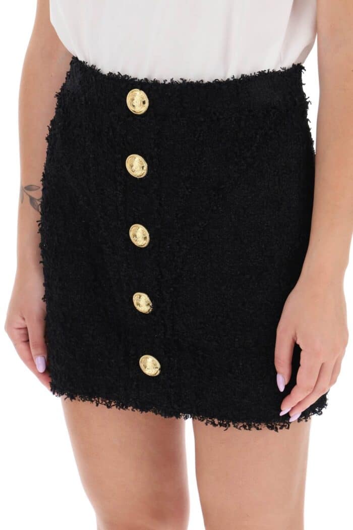 Balmain Mini Skirt In Monochrome Tweed