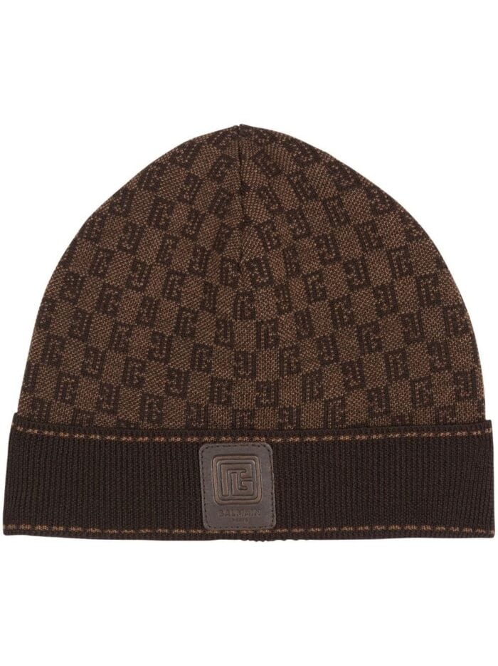 BALMAIN Monogram Wool Beanie