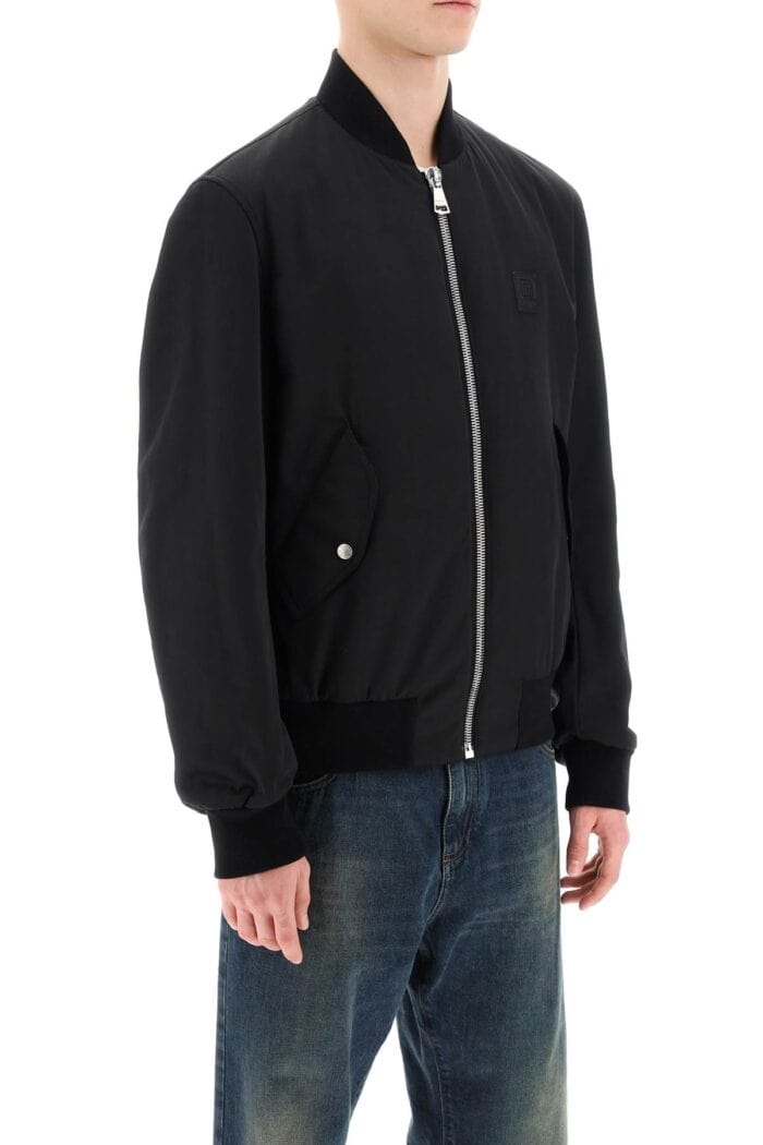 BALMAIN Nylon Bomber Jacket With Logo Print