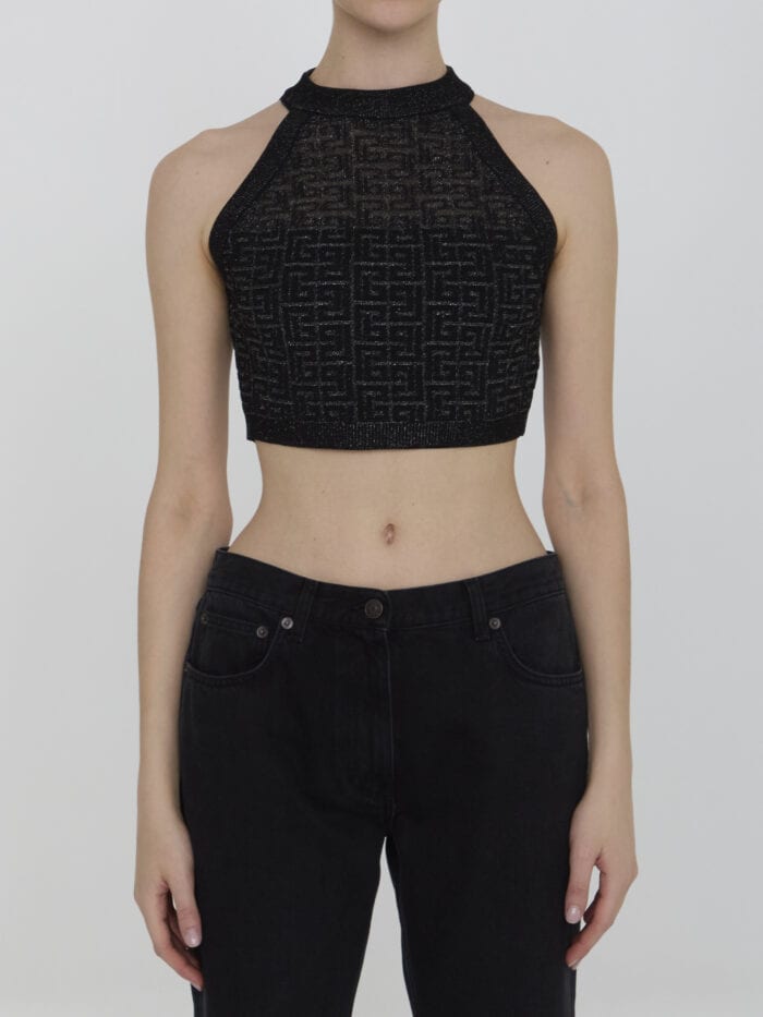 Balmain PB Labyrinth knit top