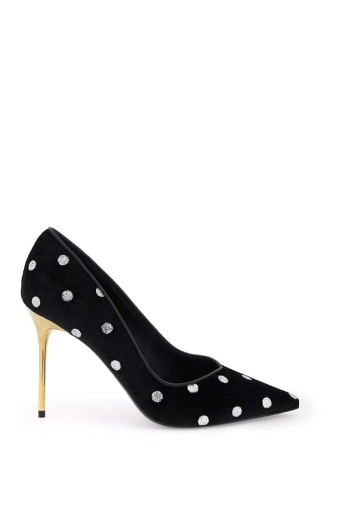 Balmain Polka Dot Velvet Pumps