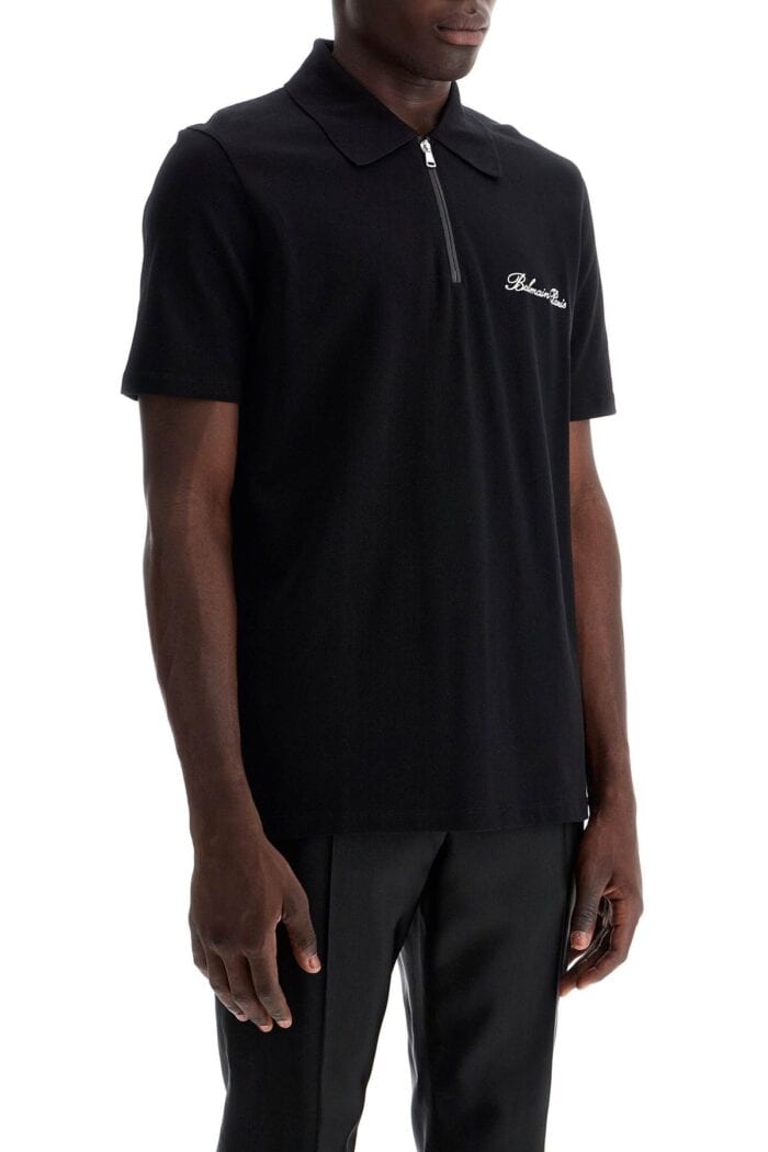 BALMAIN Polo Shirt With Embroidered Logo Letter