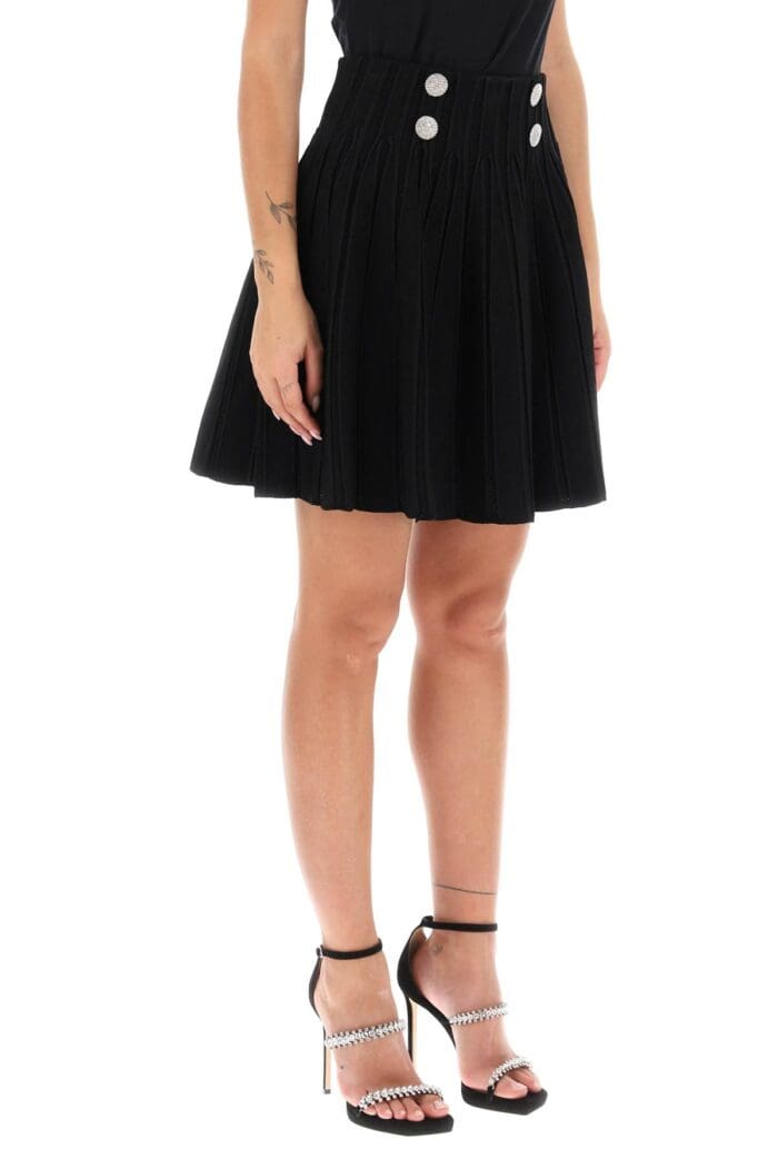 Balmain Rib Knit Skater Mini Skirt