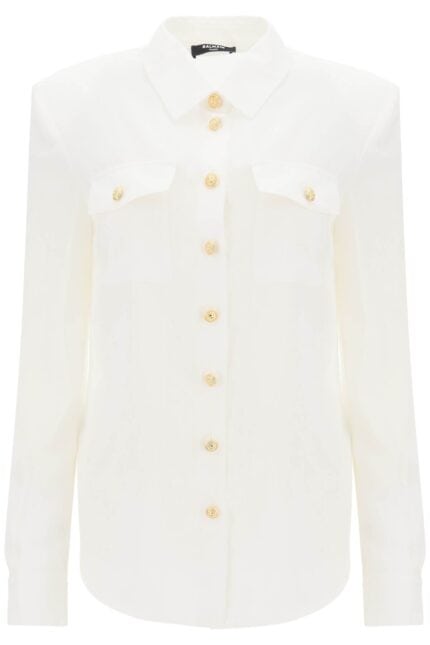 BALMAIN Silk Shirt With Padded Shoulders