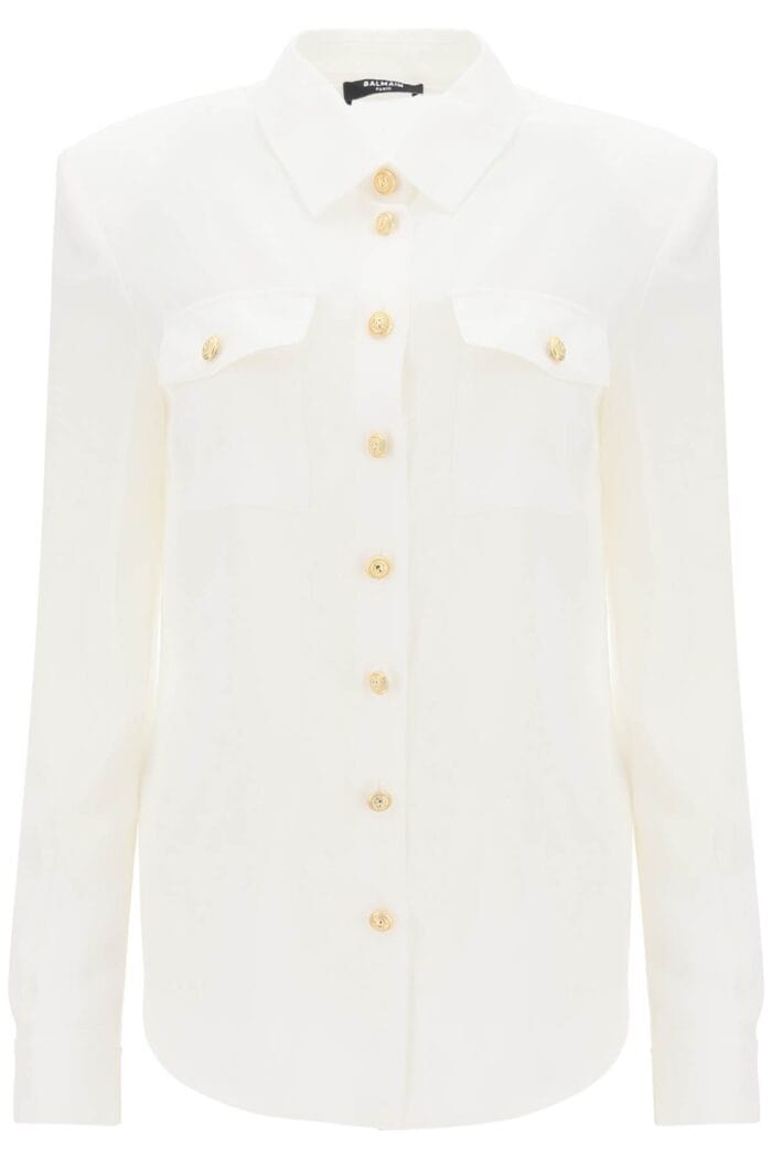 BALMAIN Silk Shirt With Padded Shoulders