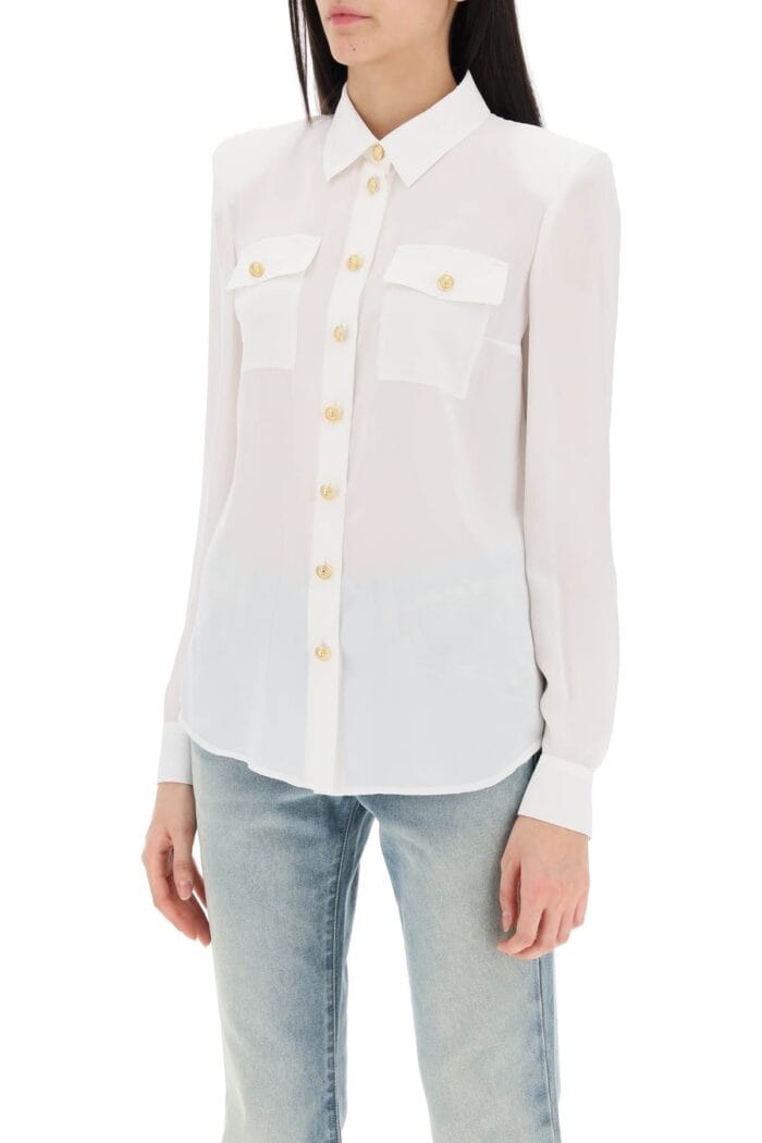 BALMAIN Silk Shirt With Padded Shoulders