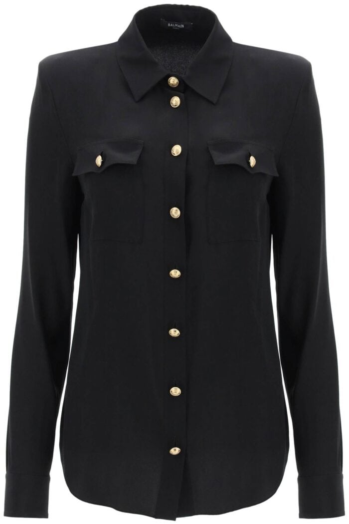 BALMAIN Silk Shirt With Padded Shoulders