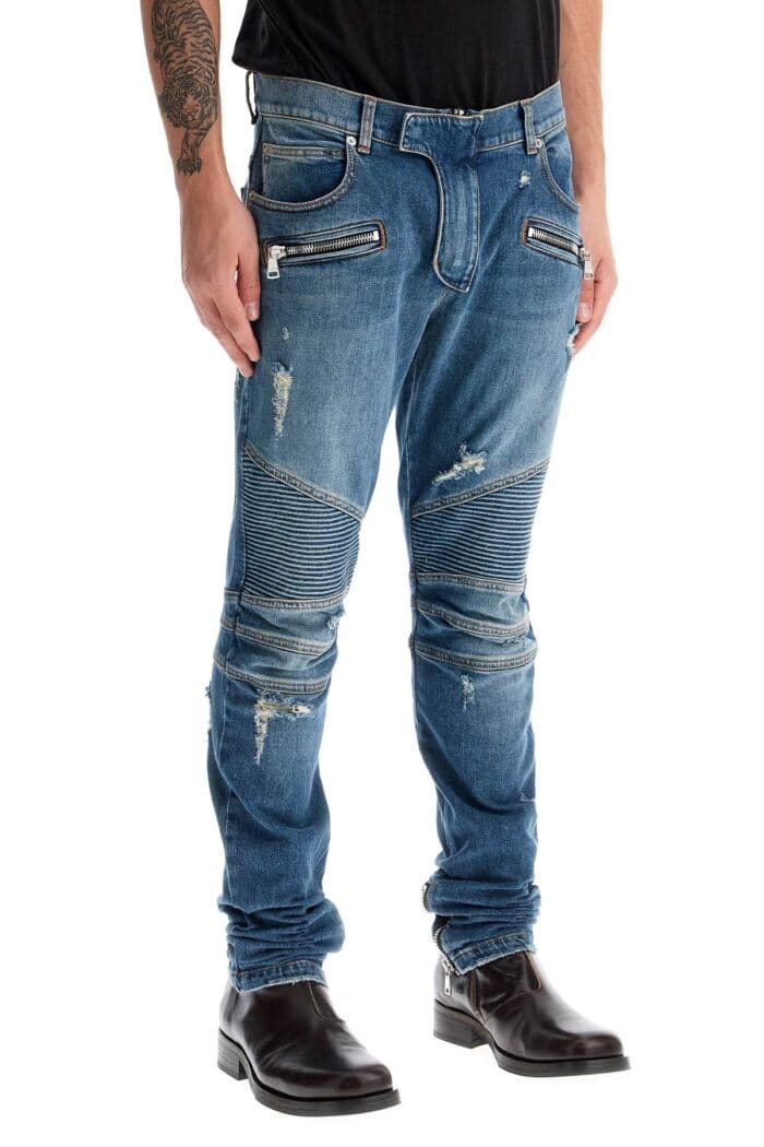 BALMAIN Slim Fit Biker Jeans For