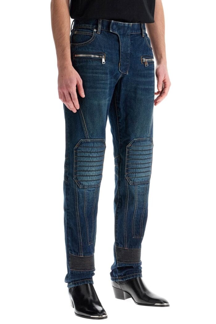 BALMAIN Straight Leg Biker Jeans