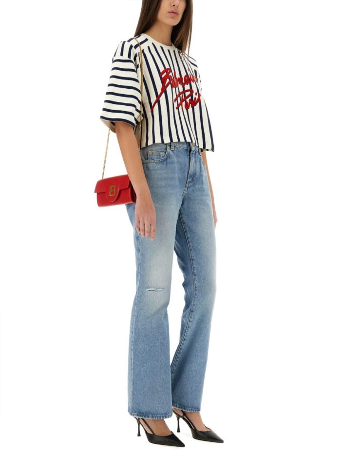 Balmain STRIPED BASEBALL T-SHIRT