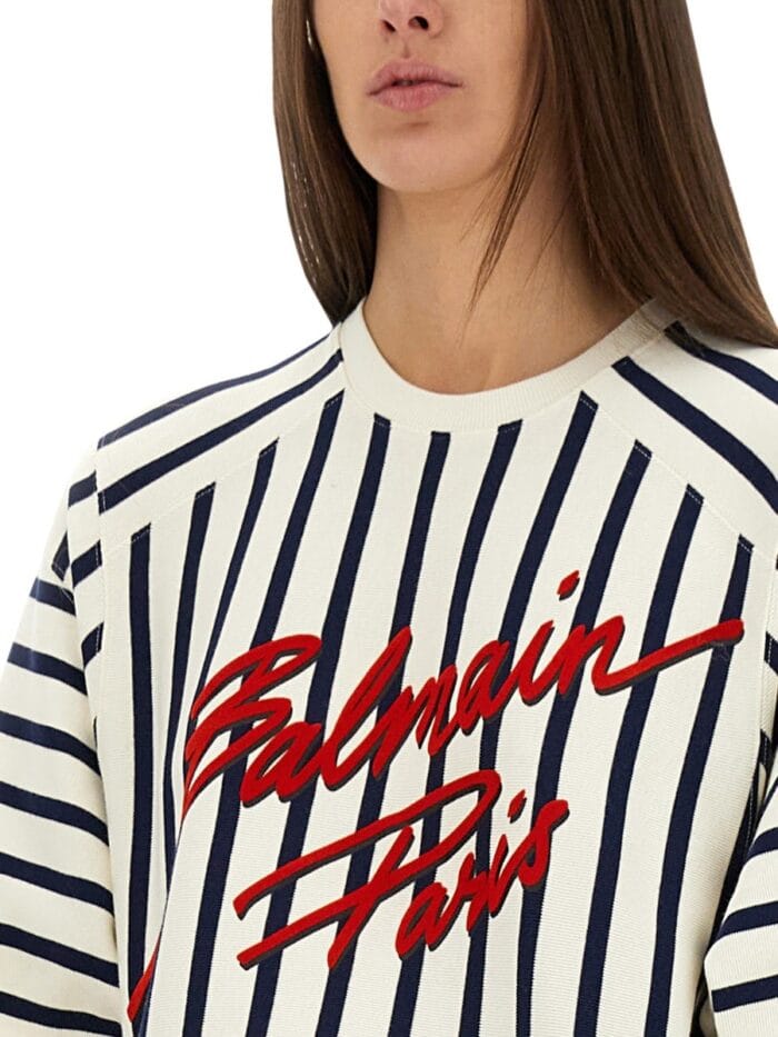 Balmain STRIPED BASEBALL T-SHIRT