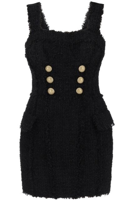 Balmain Tweed Mini Dress With Golden Buttons