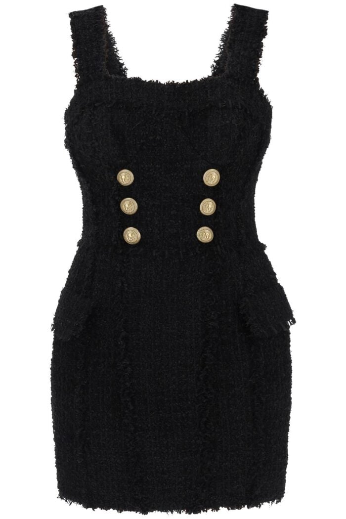 Balmain Tweed Mini Dress With Golden Buttons