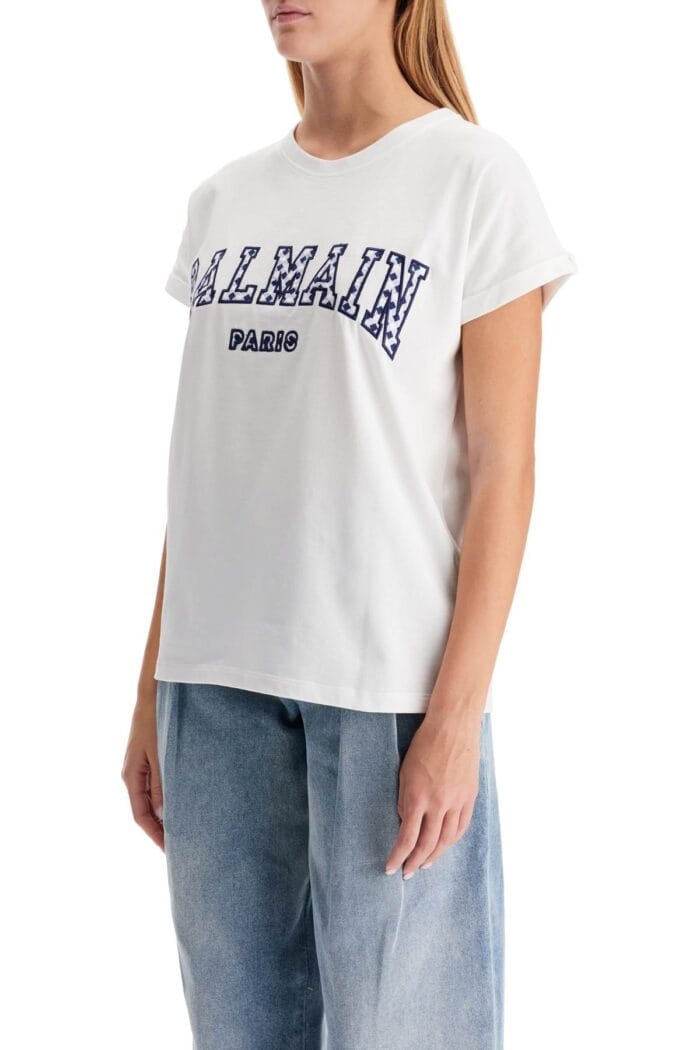 BALMAIN Vichy Logo Print T