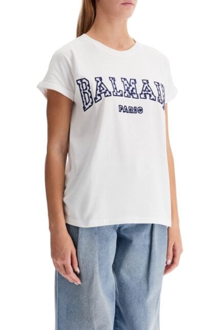 BALMAIN Vichy Logo Print T