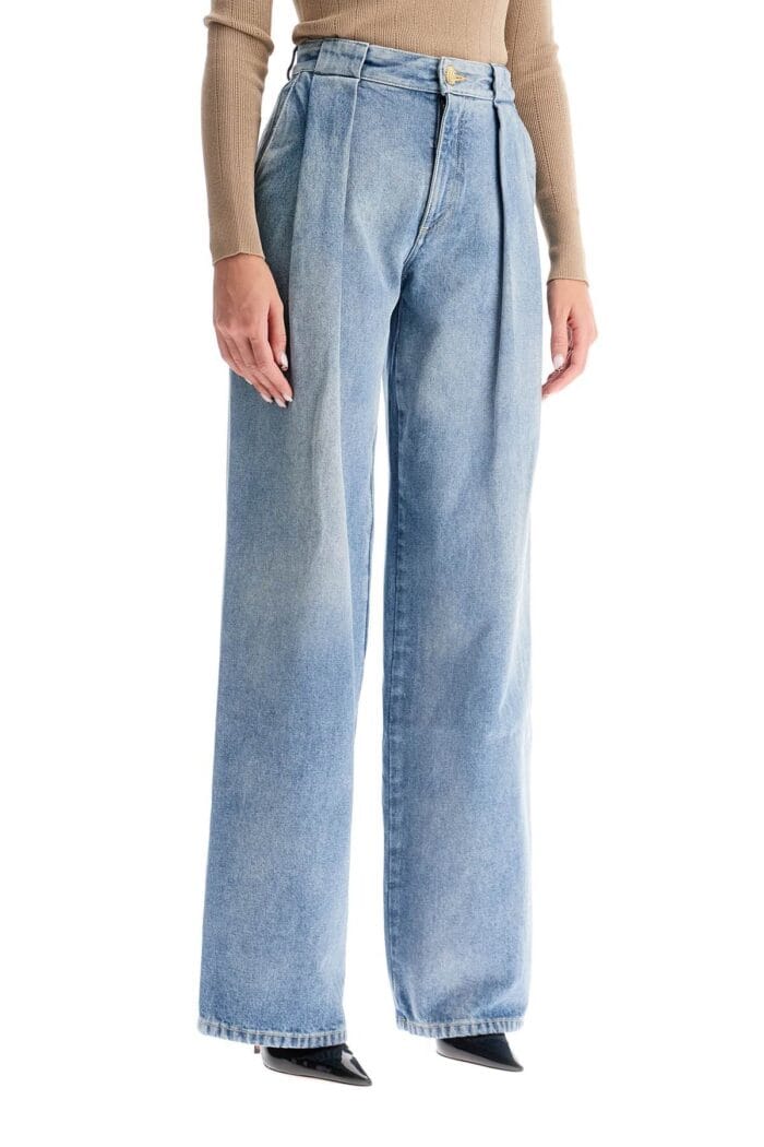 BALMAIN Wide Leg Jeans With Pleats