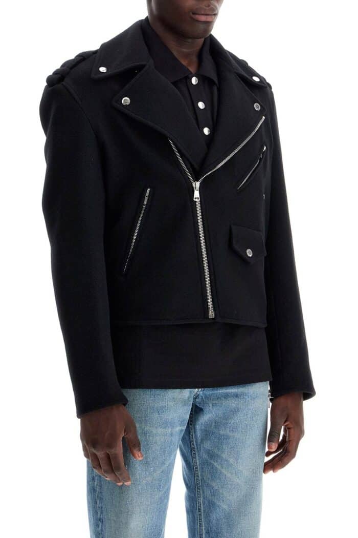 BALMAIN Wool Felt Biker Jacket In