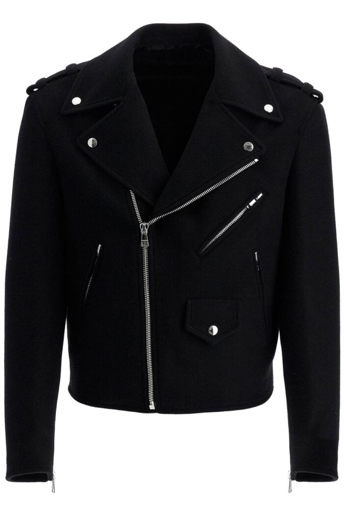 BALMAIN Wool Felt Biker Jacket In