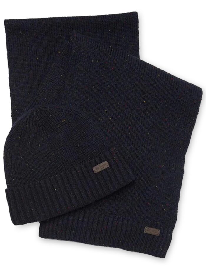 BARBOUR "CARLTON FLECK" SCARF AND CAP GIFT SET